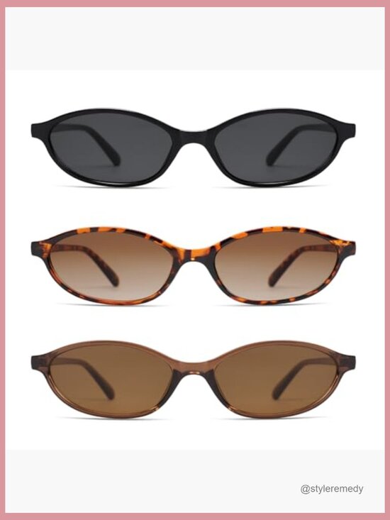 Retro Oval Cat Eye Sunglasses Plastic Wrap Around UV Protection display picture 1